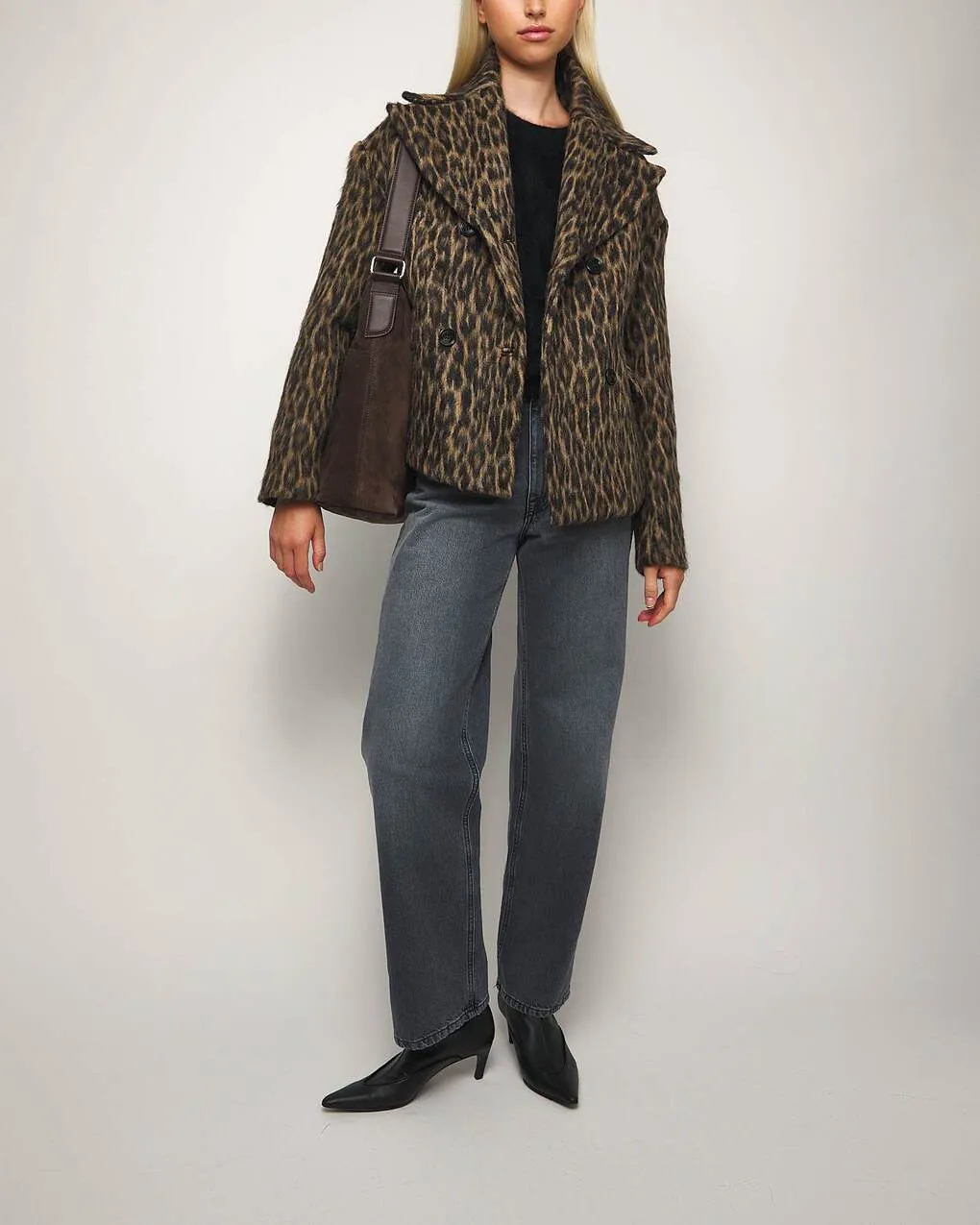 Teurn Studios    Jacket Fitted Leo Peacoat Leopard 